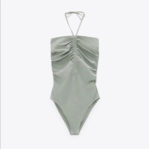Zara Green Ruched Bodysuit
